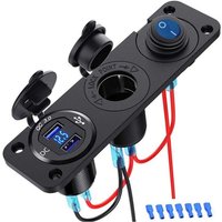 Gotrays - 12 v qc 3.0 USB-Steckdose, 3-in-1 wasserdichter Knopfschalter mit LED-Voltmeter, Ein-/Ausschalter, Zigarettenanzünder für lkw, Boot, von GOTRAYS