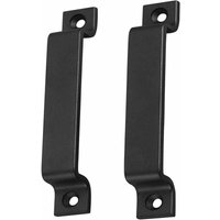 2 Stück Scheunentorgriffe, massiver schwarzer Stahl, Türgriff, Schiebetürgriff in Schwarz oder Edelstahl, inklusive Schrauben von GOTRAYS