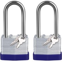 Gotrays - 40 mm Vorhängeschloss aus laminiertem Stahl für den Außenbereich, 2er-Pack wasserdichte Vorhängeschlösser mit sehr hoher Sicherheit, langer von GOTRAYS