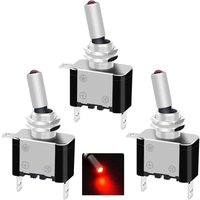 Gotrays - 5 Stück 12 v 20 a ein/aus 2 Positionen 3-poliger SPST-Wippschalter 12 v Kippschalter, für Auto, Boot, lkw ASW-07DR, rote led von GOTRAYS