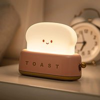Gotrays - Nachtlicht diy Toast Süßes Brot Led Nachtlampe Kreatives USB-Ladelicht Tragbares Nachtlicht am Bett (rot) von GOTRAYS