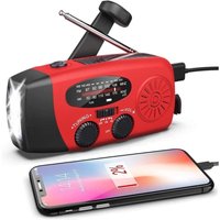 Handkurbel-Notfallradio, Solar-Wetterradio mit LED-Taschenlampe/WB/AM/FM, 2000 mAh, USB-Aufladung, geeignet für den Außenbereich von GOTRAYS