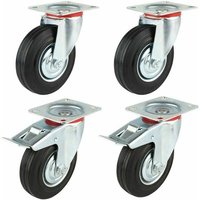 Gotrays - Homfa 4 Stück Transportrollen, 2 Stück Lenkrollen, 2 Stück Rollen mit Gummibremse (125 mm) von GOTRAYS
