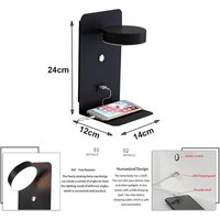 LED-Innenwandleuchte mit USB-Anschluss, moderne 12-W-Dreifarben-dimmbare Wandlampe mit Schalter, Wandleseleuchte, 330° drehbare Nachttischlampe, von GOTRAYS