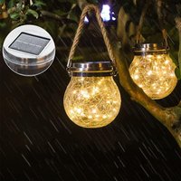Gotrays - Solarlaterne, 2er-Pack Außenlaternen mit 30 wasserdichten LEDs, Solarleuchten aus rissigem Glas, Terrassenleuchten, dekorative von GOTRAYS