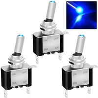 Stück Wippschalter 12 v 20 a ein/aus 2 Positionen 3 Pin spst Schalter 12 v Kippschalter, für Boot Auto lkw ASW-07DR, blaue led von GOTRAYS