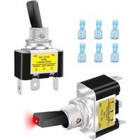 Gotrays - Stück Wippschalter EIN/AUS-Schalter 12 v 30 a 3 Anschlüsse Hebelschalter 2 Position spst für Auto, lkw, Boot ASW-07D-2-R-DZ, rote led von GOTRAYS
