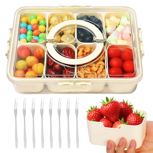 GOTRUST Snackbox mit Fächern Bpa Frei, Snackteller mit Deckel Unterwegs, Snacktablett Organizer, Snack Boxen für Party Picknick Trip SüßIgkeiten Keks Nüsse Obst Veggie Desserts GOTRUST Snackbox mit Fächern Bpa Frei, Snackteller mit Deckel Unterwegs, Snacktablett Organizer, Snack Boxen für Party Picknick Trip SüßIgkeiten Keks Nüsse Obst Veggie Desserts von GOTRUST