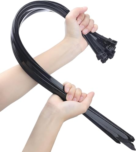 26 Zoll große Kabelbinder 100 Stück, schwere Ausführung - maximale Belastung 200 lbs, Arbeitstemperatur 5 ℉ - 176 ℉ - langlebige verstellbare Nylon-Kabelbinder für den Innen- und Außenbereich von GOTVUGE