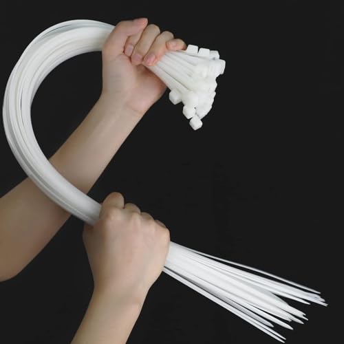 26 Zoll lange weiße Kabelbinder 100 Stück, schwere Ausführung - maximale Belastung 200 lbs, Arbeitstemperatur 5 ℉ - 176 ℉ - langlebige verstellbare Nylon-Kabelbinder für den Innen- und Außenbereich von GOTVUGE