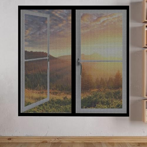 Fliegengitter Fenster 130 x 130 cm Insektenschutz Fensternetz Ohne Bohren Atmungsaktiv Selbstschließend für Windows Wohnzimmer Fenstern, Schwarz Fliegengitter Fenster 130 x 130 cm Insektenschutz Fensternetz Ohne Bohren Atmungsaktiv Selbstschließend für Windows Wohnzimmer Fenstern, Schwarz von GOUBAN