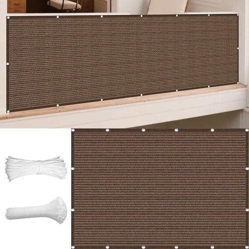 Sonnensegel Atmungsaktiv Nach Maß 360 x 410 cm Rechteckig Atmungsaktiv 98% UV Schutz Balkon Sichtschutz mit Spannseilen mit Ösen für Draußen Patio Terrasse Camping, braun von GOUBAN