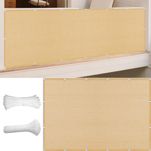Sonnensegel Atmungsaktiv Nach Maß 460 x 730 cm Rechteckig Atmungsaktiv 98% UV Schutz Balkon Sichtschutz mit Spannseilen mit Ösen für Draußen Patio Terrasse Camping, Sandgelb von GOUBAN