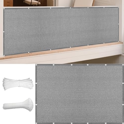 Sonnensegel Atmungsaktiv Nach Maß 540 x 600 cm Rechteckig Atmungsaktiv 98% UV Schutz Balkon Sichtschutz mit Spannseilen mit Ösen für Draußen Patio Terrasse Camping, Hellgrau von GOUBAN