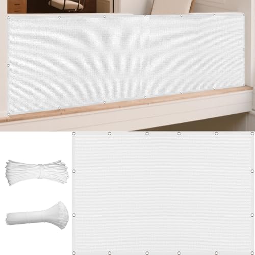 Sonnensegel Atmungsaktiv Nach Maß 540 x 650 cm Rechteckig Atmungsaktiv 98% UV Schutz Balkon Sichtschutz mit Spannseilen mit Ösen für Draußen Patio Terrasse Camping, Weiß von GOUBAN