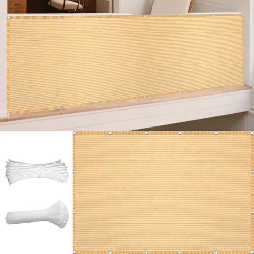 Sonnensegel Atmungsaktiv Nach Maß 760 x 800 cm Rechteckig Atmungsaktiv 98% UV Schutz Balkon Sichtschutz mit Spannseilen mit Ösen für Draußen Patio Terrasse Camping, Creme Farben von GOUBAN