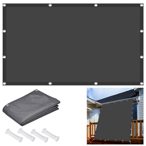Sonnensegel Balkon 200 x 640 cm Sonnensegel Wasserdicht im Freien 95% UV Schutz inkl Befestigungsseile für Pflanze Pergola Zaun Balkon Außen Hof, Dunkelgrau von GOUBAN