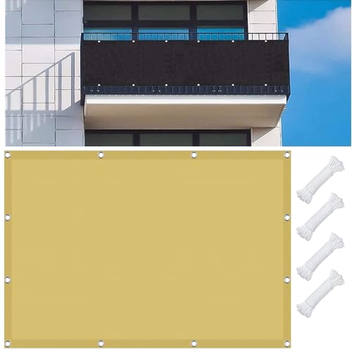 Sonnensegel Rechteck Wasserabweisend 180 x 180 cm Balkon Sichtschutz 95% UV Schutz Polyester für Garten Balkon Camping Terrasse Pergola, Creme Farben von GOUBAN