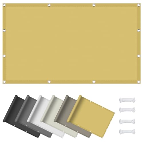 Sonnensegel Rechteck Wasserabweisend 80 x 200 cm Segeltuch Pergola 95% UV Schutz PES Polyester Reißfest Wetterfest für Balkon Garten Sonnenschutz Outdoor, Creme Farben von GOUBAN