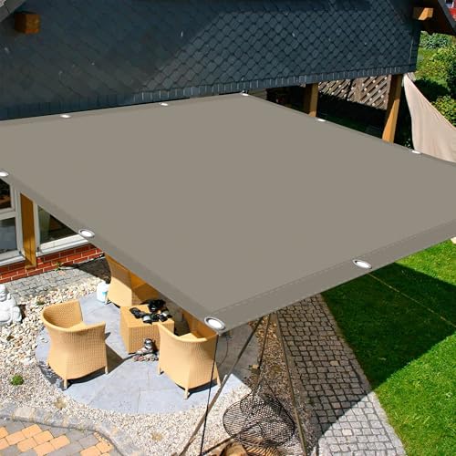 Sonnensegel Rechteckig 2.8 x 2.8 m Wasserdicht Rechteckig Uv-Beständig Sonnenschutzdach Segeltuch Pergola Vielen Größen mit Spannseilen für Garten Balkon & Terrasse, Taupe von GOUBAN