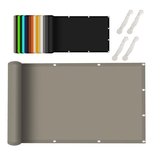Sonnensegel Rechteckig 3.5 x 4 m Rechteckig Wasserdicht Sonnenschutz Windschutz Segel Baldachin Segeltuch inkl Befestigungsseile für Balkon Garten, Taupe von GOUBAN