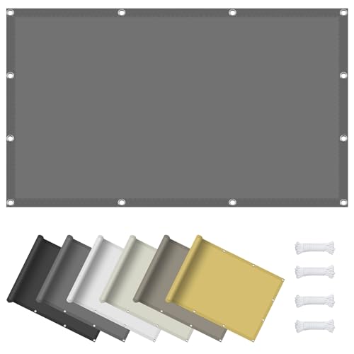 Sonnensegel Rechteckig 70 x 360 cm Segeltuch Pergola 95% UV Schutz mit Ösen Und Kordel für Terrasse Garten Balkon, Hellgrau von GOUBAN