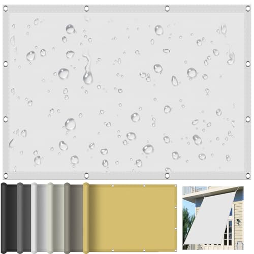 Sonnensegel Rechteckig mit Ösen 160 x 240 cm Sonnenschutz Balkon 95% UV Schutz PES Polyester Reißfest Wetterfest für Garten Balkon Camping Terrasse Pergola, Weiß von GOUBAN