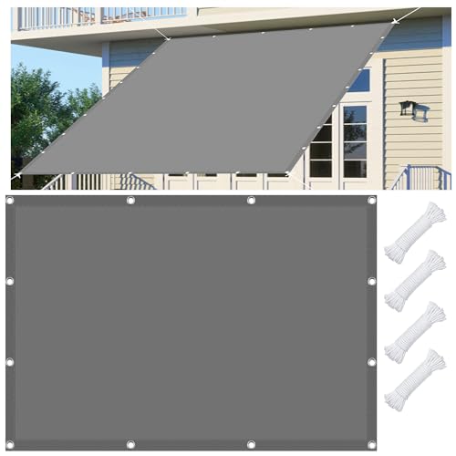 Sonnensegel Rechteckig mit Ösen 200 x 280 cm Sonnensegel Wasserdicht im Freien 95% UV Schutz Wasserabweisend UV Schutz für Garten Balkon Camping Terrasse Pergola, Hellgrau von GOUBAN