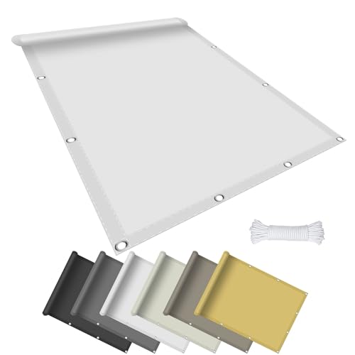 Sonnensegel Sonnenschutz 140 x 160 cm Garten Terrasse Camping Sonnenschutz Windschutz 95% UV Schutz inkl Befestigungsseile für Garten Balkon Camping Terrasse Pergola, Weiß von GOUBAN