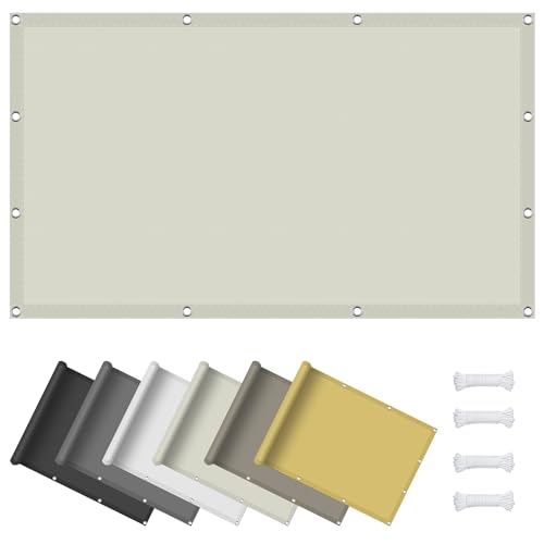 Sonnensegel Sonnenschutz Garten 180 x 180 cm Sonnensegel Wasserdicht im Freien 95% UV Schutz Sonnenschutz Windschutz für Pflanze Pergola Zaun Balkon Außen Hof, Elfenbein von GOUBAN