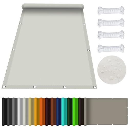 Sonnensegel Sonnenschutz Garten 3.6 x 8.5 m 95% UV Schutz Sonnenschutz Balkon Wasserabweisend UV Schutz für Pflanze Pergola Zaun Balkon Außen Hof, Elfenbein von GOUBAN