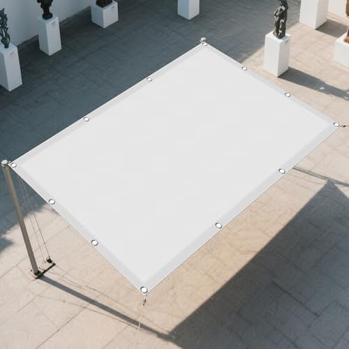 Sonnensegel Wasserdicht 0.8 x 1.4 m Rechteckig Wasserdicht Sonnenschutz Windschutz Sonnenschutz Baldachin Markise mit Spannseilen mit Ösen für Balkon Garten Terrasse, Weiß von GOUBAN