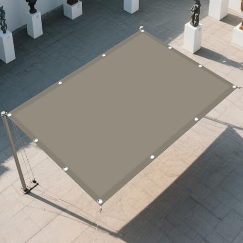 Sonnensegel Wasserdicht 1.8 x 2.2 m Rechteckig Wasserdicht Sonnenschutz Windschutz Sonnenschutz Baldachin Markise mit Spannseilen mit Ösen für Balkon Garten Terrasse, Khaki von GOUBAN