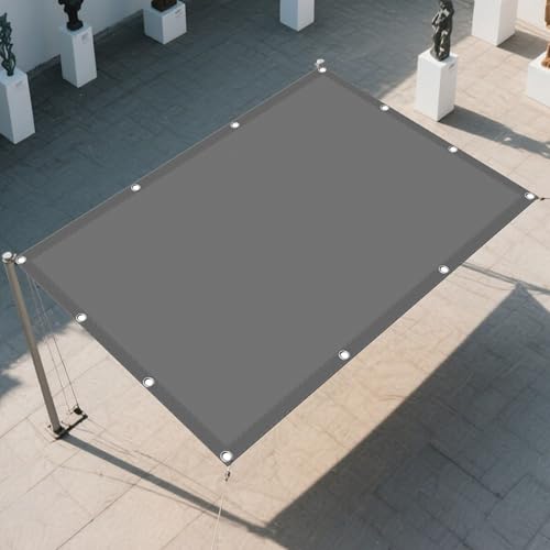 Sonnensegel Wasserdicht 1.9 x 2.8 m Rechteckig Wasserdicht Sonnenschutz Windschutz Sonnenschutz Baldachin Markise mit Spannseilen mit Ösen für Balkon Garten Terrasse, Hellgrau von GOUBAN