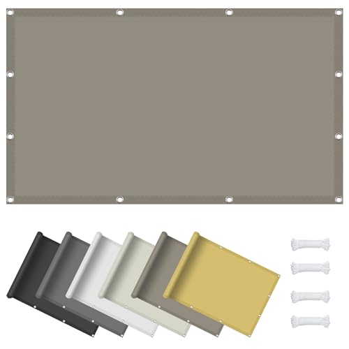 Sonnensegel Wasserdicht Rechteckig mit Ösen 100 x 100 cm Segeltuch Pergola 95% UV Schutz Wasserabweisend UV Schutz für Balkon Garten Sonnenschutz Outdoor, Taupe von GOUBAN