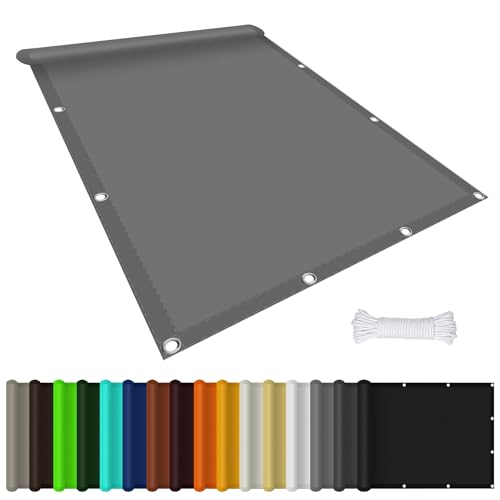 Sonnensegel Wasserdicht Rechteckig mit Ösen 120 x 400 cm Sonnensegel Wasserdicht im Freien 95% UV Schutz mit Ösen Und Kordel für Garten Balkon Camping Terrasse Pergola, Hellgrau von GOUBAN