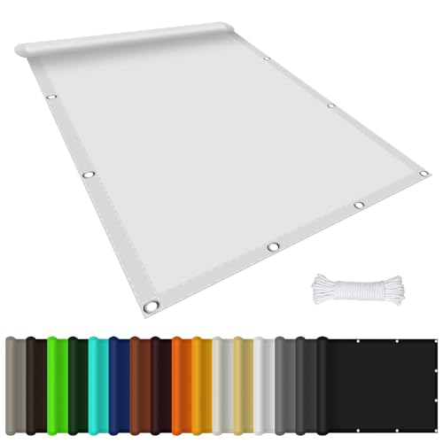Sonnensegel Wasserdicht Rechteckig mit Ösen 90 x 120 cm Sonnensegel Garten Sonnenschutz Balkon 95% UV Schutz inkl Befestigungsseile für Balkon, Pool, Garten Sonnensegel, Weiß von GOUBAN