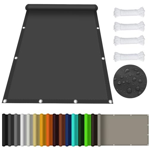Sonnensegel Wasserdicht Sonnenschutz 0.5 x 3.2 m 95% UV Schutz Sonnensegel Wasserdicht Sonnenschutz Windschutz für Garten Balkon Camping Terrasse Pergola, Dunkelgrau von GOUBAN