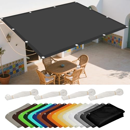 Sonnensegel mit Ösen 1.8 x 7 m Rechteckig Wasserdicht Sonnenschutz Windschutz Rechteck Markisensegel Vielen Größen mit Spannseilen für Balkon Terrasse Garten Outdoor, Dunkelgrau von GOUBAN