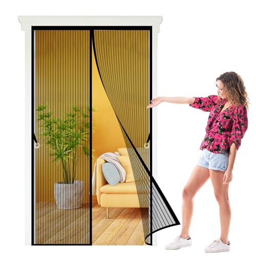 Fliegengitter Balkontür 70 x 224 cm Fliegengittertür Insektenschutz Leichte Montage für Balkon- Und Terrassentüren, Schwarz von GOUBO