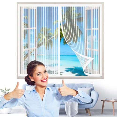 Fliegengitter Fenster Magnetisch 135 x 180 cm Insektenschutz Atmungsaktiver Masche Fliegengitter Ohne Bohren Klebemontage für Fensteren Patio, Weiß Fliegengitter Fenster Magnetisch 135 x 180 cm Insektenschutz Atmungsaktiver Masche Fliegengitter Ohne Bohren Klebemontage für Fensteren Patio, Weiß von GOUBO