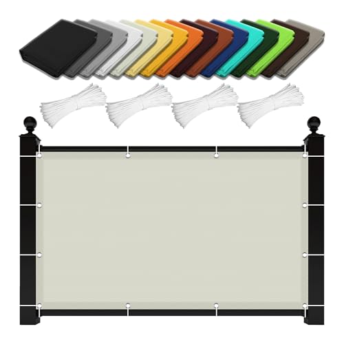 Garten Schattierungsnetz 1.6 x 2.8 m Wasserabweisend Sonnensegel Markise Balkon Ohne Bohren mit Ösen Segeltuch 4 × 1.5 M Seile für Patio Hinterhof Rasengarten, cremefarben von GOUBO