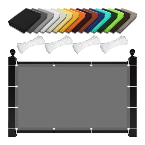 Garten Schattierungsnetz 2.1 x 3.6 m Wasserabweisend Sonnensegel Markise Balkon Ohne Bohren mit Ösen Segeltuch 4 × 1.5 M Seile für Patio Hinterhof Rasengarten, Hellgrau von GOUBO