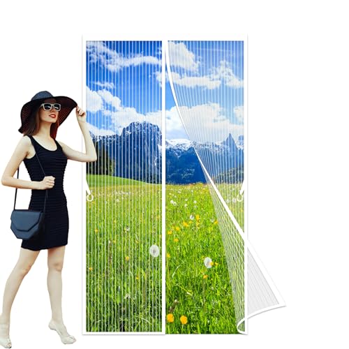 Magnet Fliegengitter Tür Insektenschutz 133 x 200 cm Magnetisches Moskitonetz Stärkere Magneten für Balkon- Und Terrassentüren, Weiß Magnet Fliegengitter Tür Insektenschutz 133 x 200 cm Magnetisches Moskitonetz Stärkere Magneten für Balkon- Und Terrassentüren, Weiß von GOUBO
