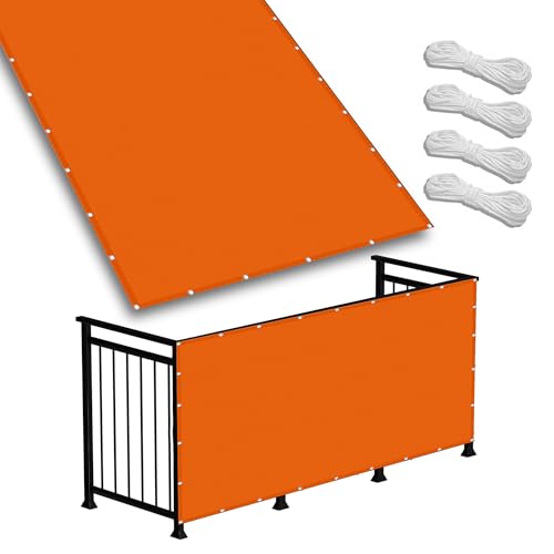 Sichtschutz mit Ösen 5.5 x 6 m Wasserabweisend Imprägniert 98% Uv-Block Pergola Segeltuch mit Spannseilen mit Ösen für Patio Hinterhof Rasengarten, Orange von GOUBO