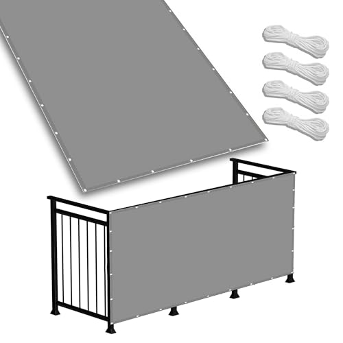 Sonnenschutz Rechteckig 1.6 x 1.6 m PES Polyester Imprägniert Uv-Schut Pergola-Schattenspender Ersatz-Vordach mit Ösen Segeltuch 4 × 1.5 M Seile für Garten Balkon, Hellgrau von GOUBO