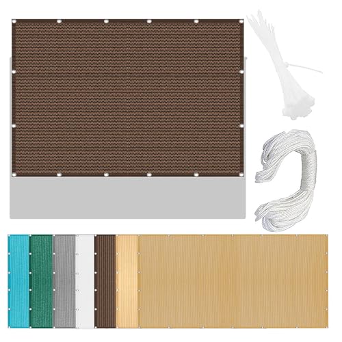 Sonnensegel Atmungsaktiv 285 x 400 cm Rechteckig Atmungsaktiv Sonnenschutz Windschutz Garten Schattierungsnetz Quadrat Ohne Bohren mit Ösen Segeltuch für Terrasse Garten, braun von GOUBO