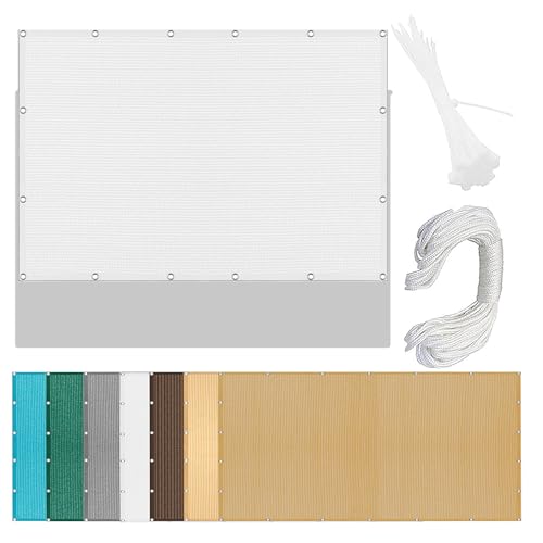 Sonnensegel Atmungsaktiv 285 x 510 cm Rechteckig Atmungsaktiv Sonnenschutz Windschutz Garten Schattierungsnetz Quadrat Ohne Bohren mit Ösen Segeltuch für Terrasse Garten, Weiß von GOUBO