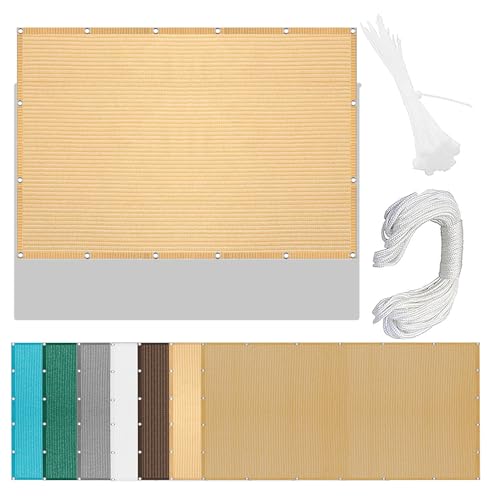 Sonnensegel Atmungsaktiv 290 x 535 cm Rechteckig Atmungsaktiv Sonnenschutz Windschutz Garten Schattierungsnetz Quadrat Ohne Bohren mit Ösen Segeltuch für Terrasse Garten, Creme Farben von GOUBO