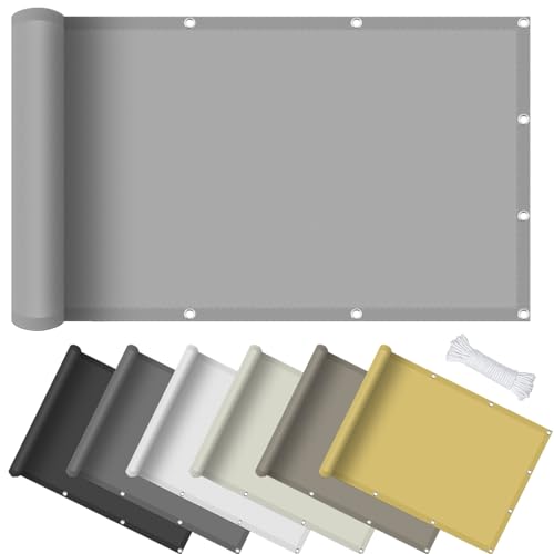 Sonnensegel Rechteckig 0.9 x 2.9 m Rechteckig Wasserdicht UV Schutz Segeltuch Pergola Sonnenschutz Windschutz für Balkon Garten Terrasse, Hellgrau von GOUBO